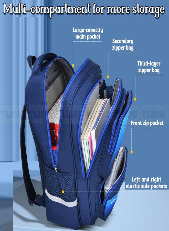 TLISMI Cute Cartoon Printed Primary School Backpack with Zipper Kit Durable & Spacious Water-Resistant Lightweight Bag Casual Trendy Multi-Compartment Breathable Bookbag for Boys, Girls & Students - Image 4